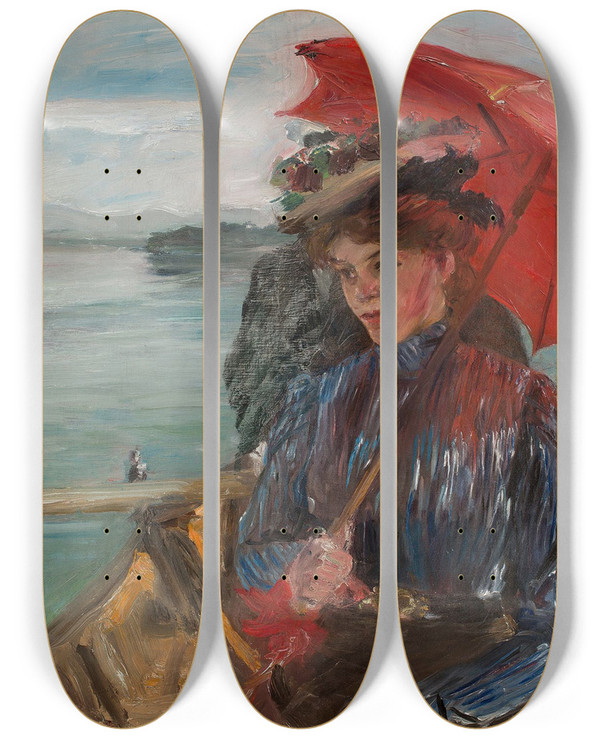 Triptych art skateboard deck of Lovis Corinth Frulein Heck by Lovis Corinth (1858-1925)
