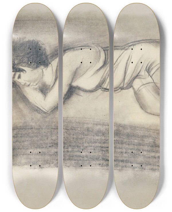 Triptych art skateboard deck of Karl Wiener Ohne Titel_7 by Karl Wiener (1901-1949)