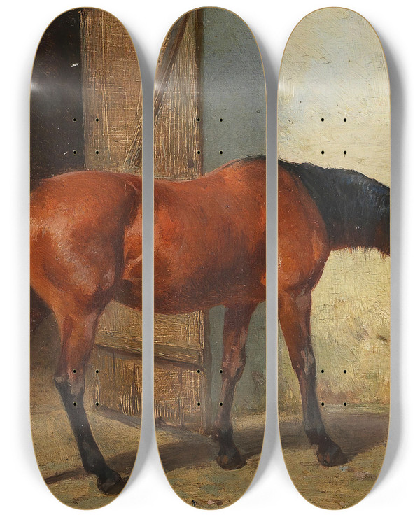 Triptych art skateboard deck of Carl Steffeck Ein Guter Freund by Carl Steffeck (1818-1890)