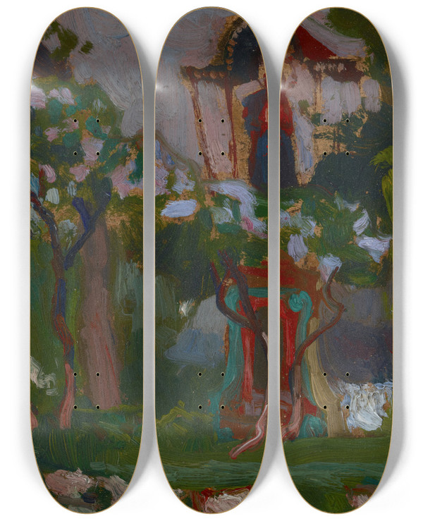 Triptych art skateboard deck of Jan Stanislawski May by Jan Stanislawski (1860-1907)