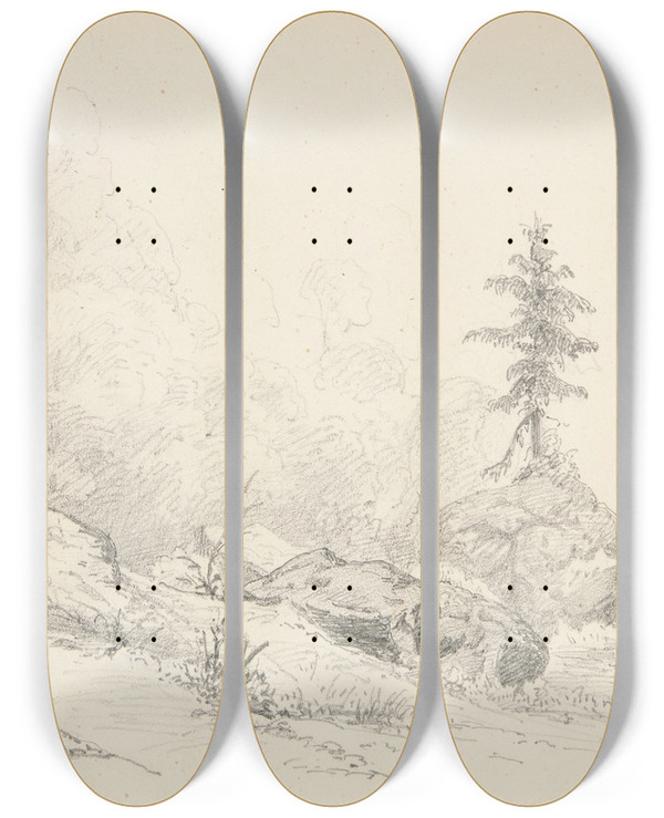 Triptych art skateboard deck of John Singer Sargent Landscape by John Singer Sargent (1856-1925)