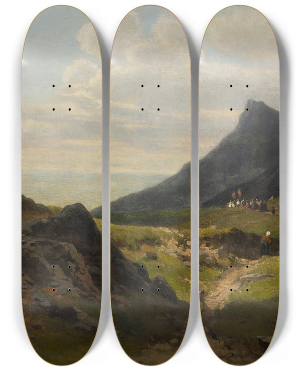 Triptych art skateboard deck of Carl Bolze Prozession by Carl Bolze (1832-1913)