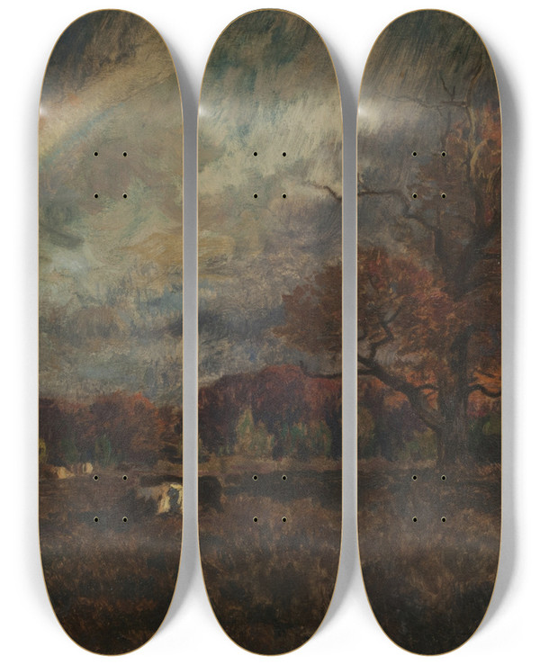Triptych art skateboard deck of Mileren Mnard Arco Iris by mile-Ren Mnard (1862-1930)