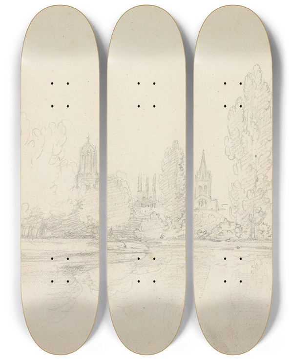 Triptych art skateboard deck of Rev William Warren Porter Oxfordshire by Rev William Warren Porter (1776-1804)