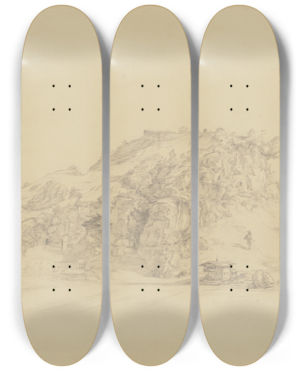 Triptych art skateboard deck of Ludwig Metz Audorf by Ludwig Metz