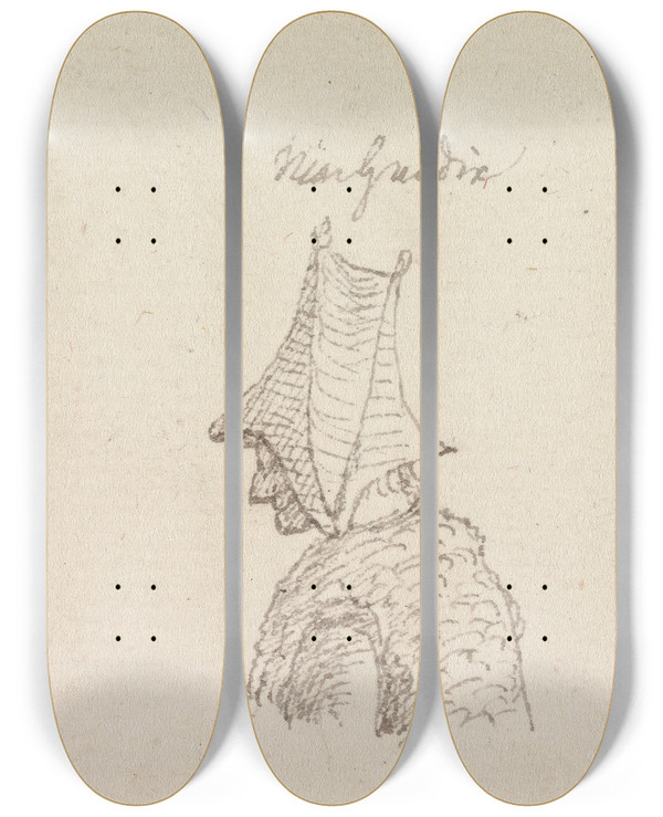 Triptych art skateboard deck of Henry Swinburne Armoured Figure by Henry Swinburne (1743-1803)