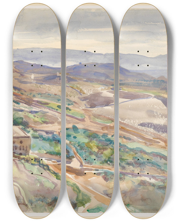 Triptych art skateboard deck of John Singer Sargent In Sicily by John Singer Sargent (1856-1925)