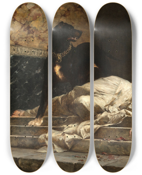 Triptych art skateboard deck of Ferdinand Keller Selene by Ferdinand Keller (1842-1922)