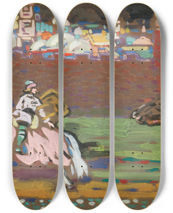 Triptych art skateboard deck of Wassily Kandinsky Crusaders by Wassily Kandinsky (1866-1944)