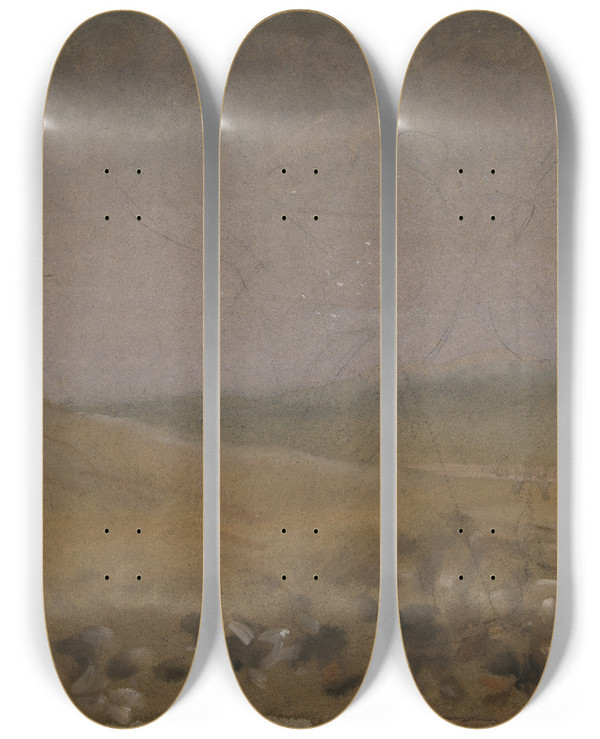 Triptych art skateboard deck of Edwin Austin Abbey Landscape_1 by Edwin Austin Abbey (1852-1911)