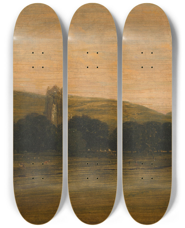 Triptych art skateboard deck of Thomas Girtin Guisborough Priory by Thomas Girtin (1775-1802)