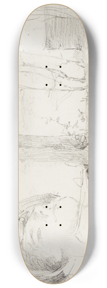 Helene Schjerfbeck - Womans head ; Landscape, trees 8.25 inch art skate deck