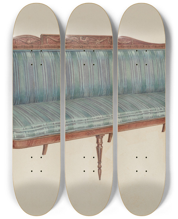 Triptych art skateboard deck of Florence Choate Sofa_2 by Florence Choate