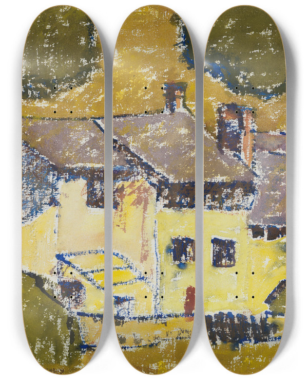Triptych art skateboard deck of August Babberger Stampa Bergell by August Babberger (1885-1936)