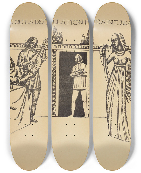 Triptych art skateboard deck of Emile Bernard Hrodiade Ou La Dcollation De Saint Jeanbaptiste by Emile Bernard (1868-1941)