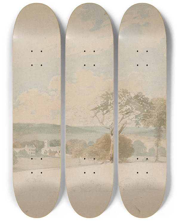 Triptych art skateboard deck of Rev William Warren Porter Pangbourne Berkshire by Rev William Warren Porter (1776-1804)