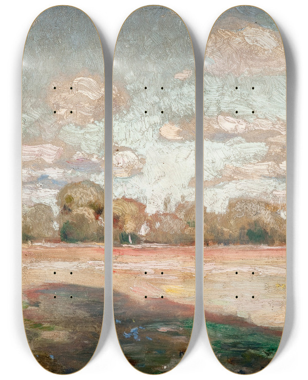 Triptych art skateboard deck of Jan Stanislawski Landscape_1 by Jan Stanislawski (1860-1907)