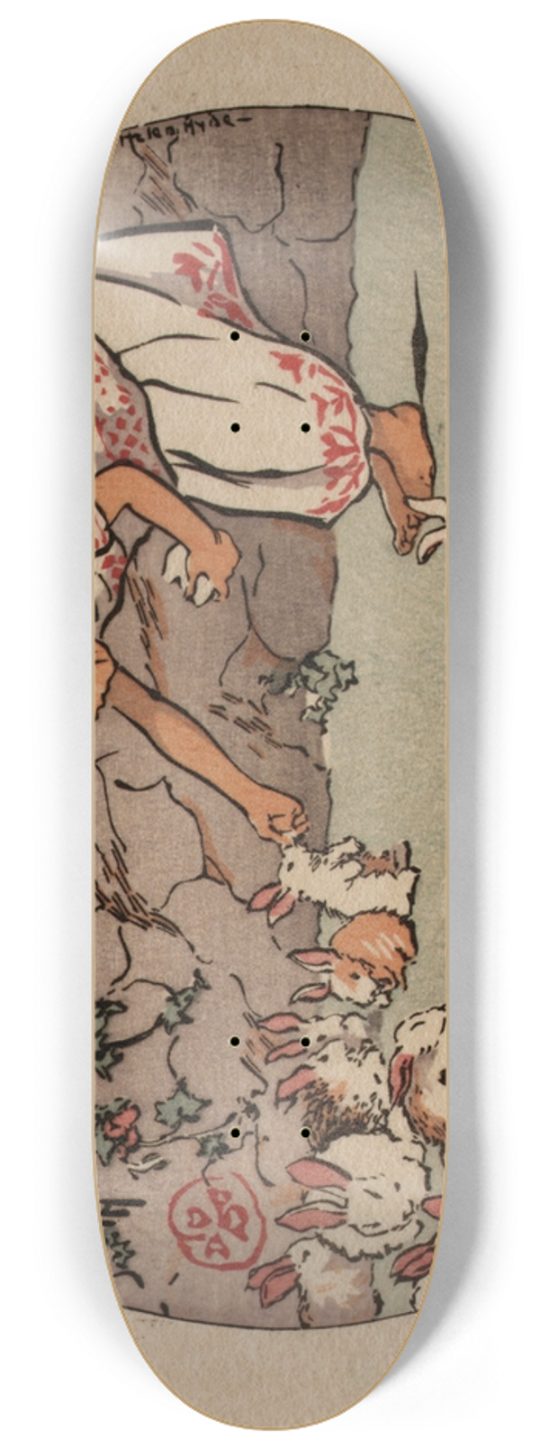 Helen Hyde - Feeding the Bunnies 8.25 inch art skate deck