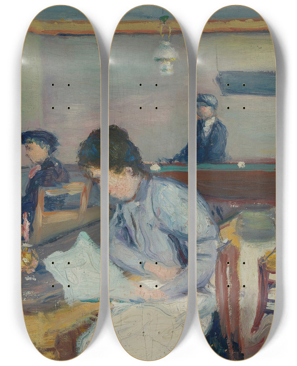 Triptych art skateboard deck of Albert Marquet Caf De Village by Albert Marquet (1875-1947)