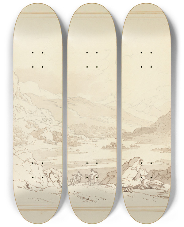 Triptych art skateboard deck of Joseph Farington Rydalmere_2 by Joseph Farington (1747-1821)