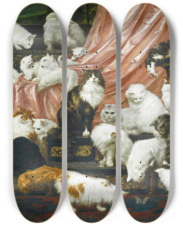 Triptych art skateboard deck of Carl Kahler My Wifes Lovers by Carl Kahler (1855-1906)