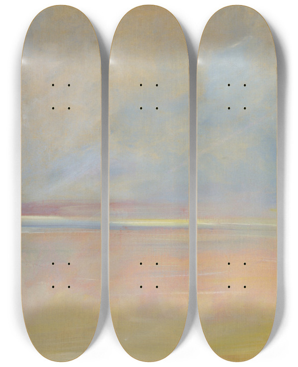 Triptych art skateboard deck of George Catlin Landscape Background 4 by George Catlin (1796-1872)