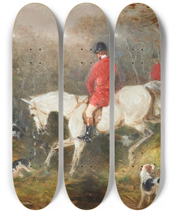 Triptych art skateboard deck of William Shayer Gone To Earth by William Shayer (1787-1879)