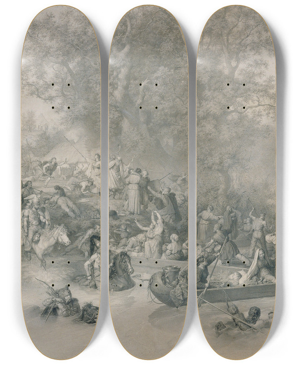 Triptych art skateboard deck of Leander Russ Grndung Wiens by Leander Russ (1809-1864)