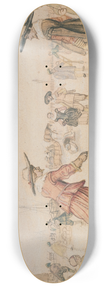 Hendrick Avercamp - A Winter Scene with Two Gentlemen Playing Colf 8.25 inch art skate deck