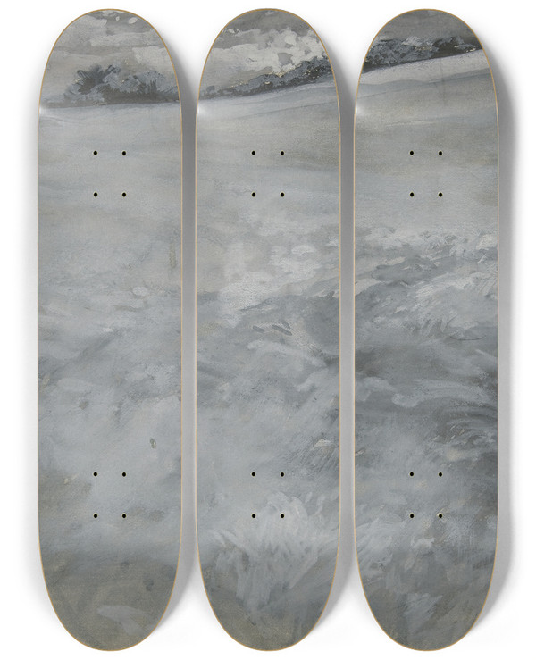Triptych art skateboard deck of Edwin Austin Abbey Landscape_2 by Edwin Austin Abbey (1852-1911)