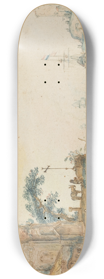 Hendrick Avercamp - Scene with a Tower to the Left 8.25 inch art skate deck