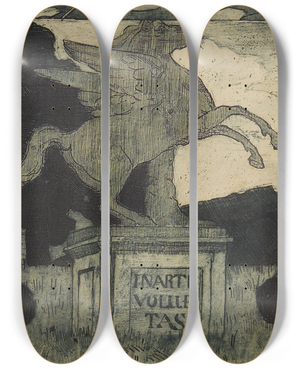 Triptych art skateboard deck of Anny Dollschein Monument In Arte Voluptas by Anny Dollschein (1893-1946)