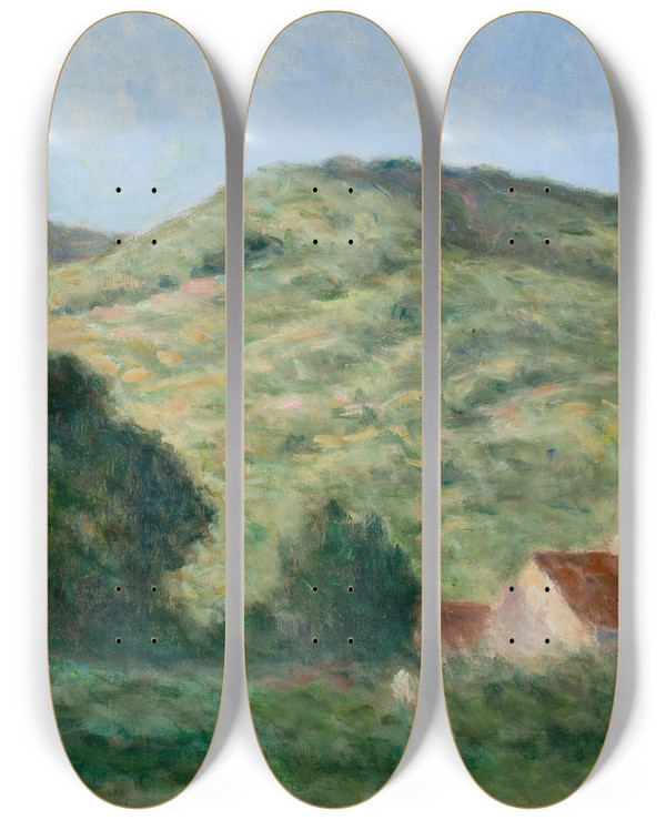 Triptych art skateboard deck of Maximilien Luce Le Riviere by Maximilien Luce (1858-1941)