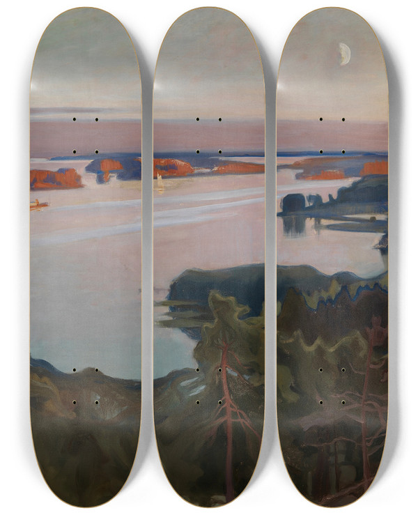 Triptych art skateboard deck of Albert Edelfelt View Over Haikko by Albert Edelfelt (1854-1905)