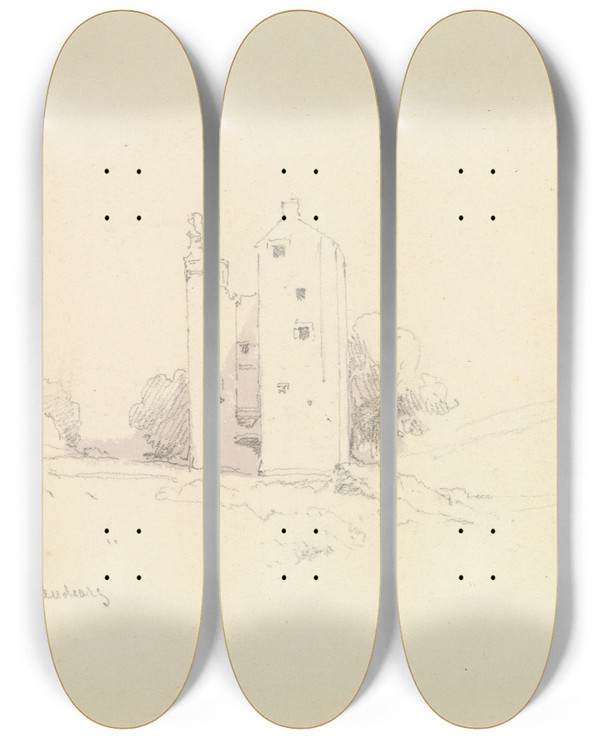 Triptych art skateboard deck of David Roberts Hillslap by David Roberts (1796-1864)
