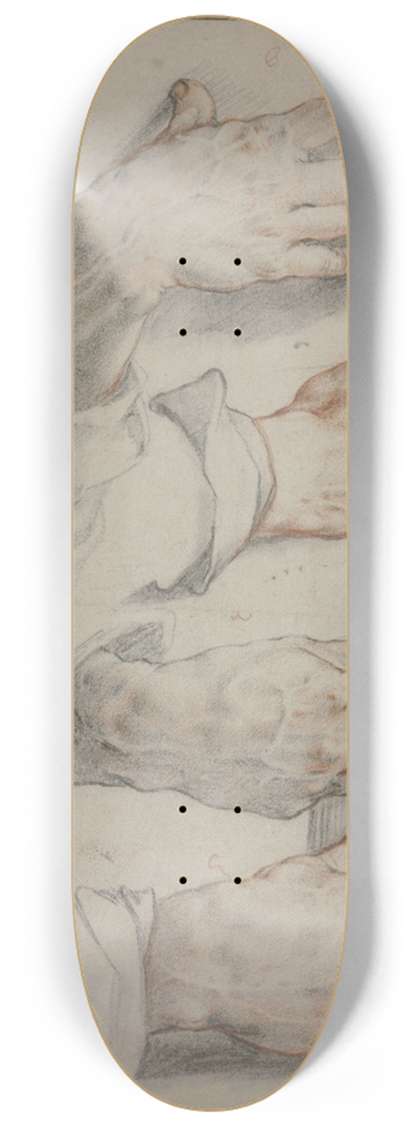 Hendrick Goltzius - Four studies of a right hand 8.25 inch art skate deck