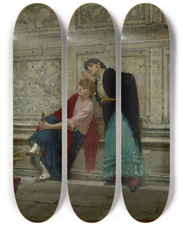 Triptych art skateboard deck of Dominik Skuteck Improvised Workshop by Dominik Skutecky (1849-1921)