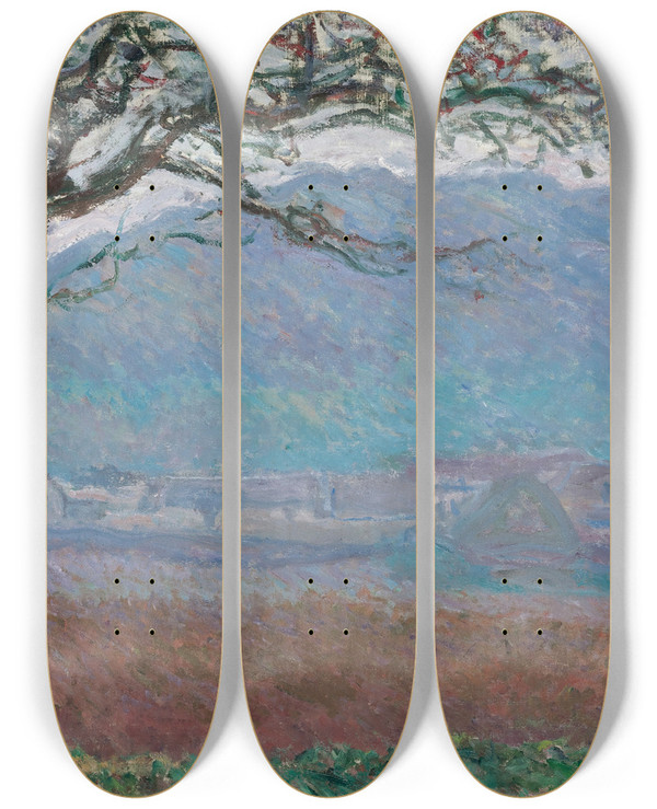 Triptych art skateboard deck of Claude Monet Champ Giverny by Claude Monet (1840-1926)