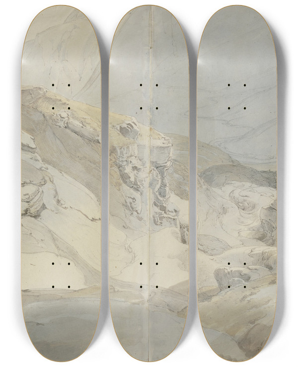 Triptych art skateboard deck of Fritz Bamberger Glacier by Fritz Bamberger (1814-1873)