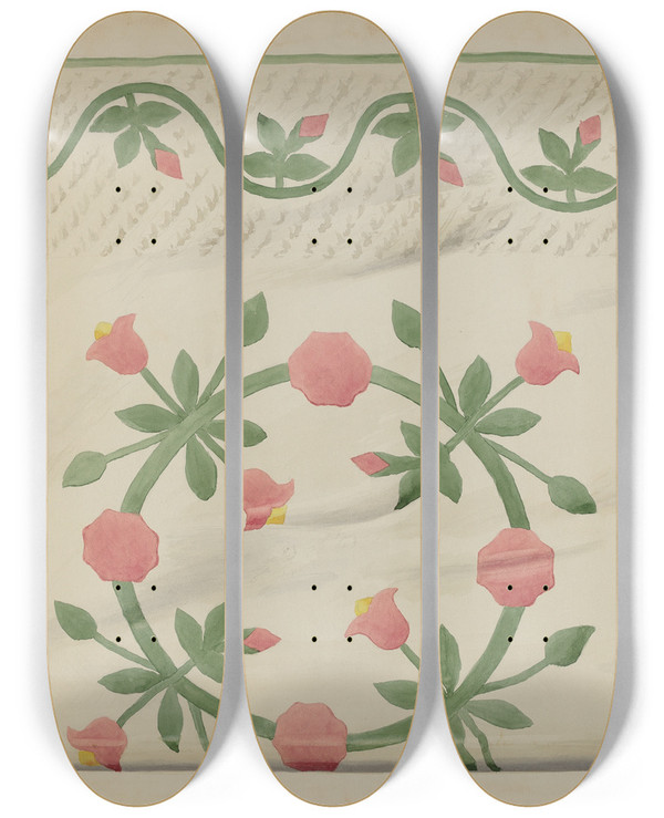 Triptych art skateboard deck of Charles Moss Quilt by Charles Moss