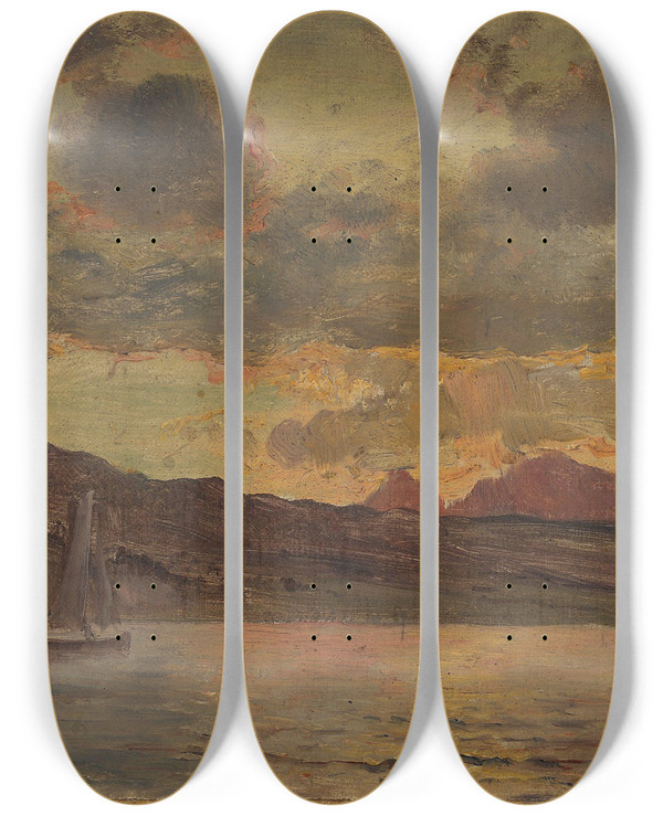 Triptych art skateboard deck of Carl Frederik Srensen Marine by Carl Frederik Sorensen (1818-1879)