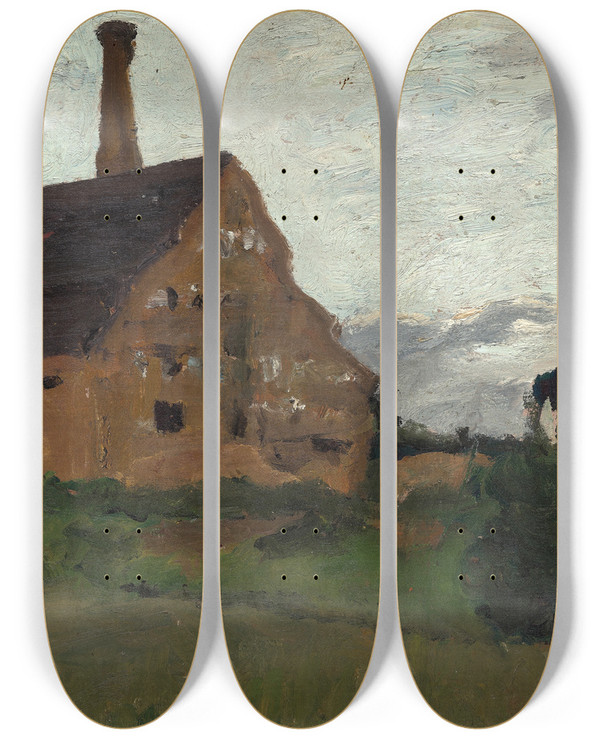 Triptych art skateboard deck of Paula Modersohnbecker Old Factory by Paula Modersohn-Becker (1876-1907)