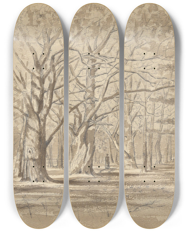 Triptych art skateboard deck of William Fowler Hopson Collegewoods by William Fowler Hopson (1849-1935)