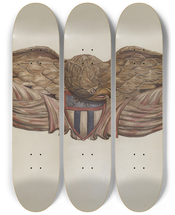 Triptych art skateboard deck of Flora Merchant Eagle_1 by Flora Merchant