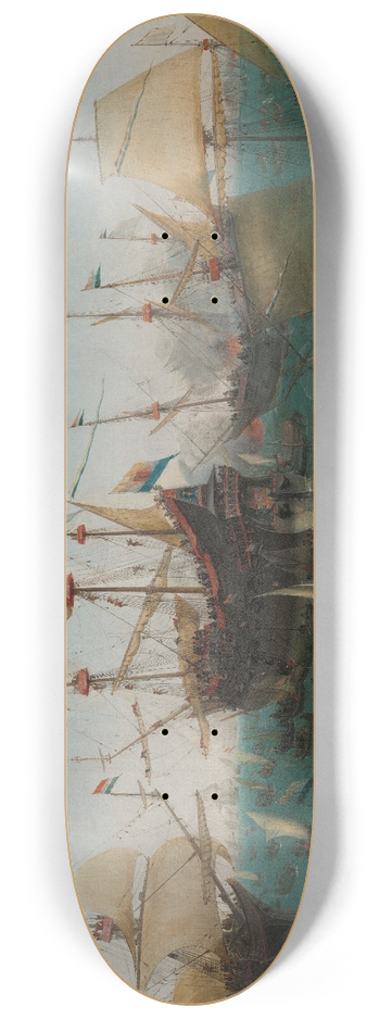 Hendrik Cornelisz. Vroom - The Return to Amsterdam of the Second Expedition to the East Indies 8.25 inch art skate deck