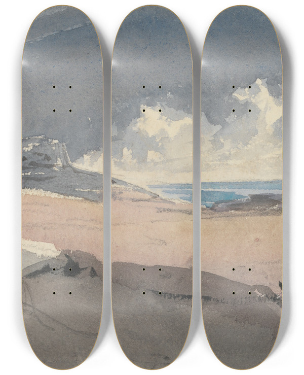 Triptych art skateboard deck of Barbara Bodichon Sketchbook_18 by Barbara Bodichon (1827-1891)