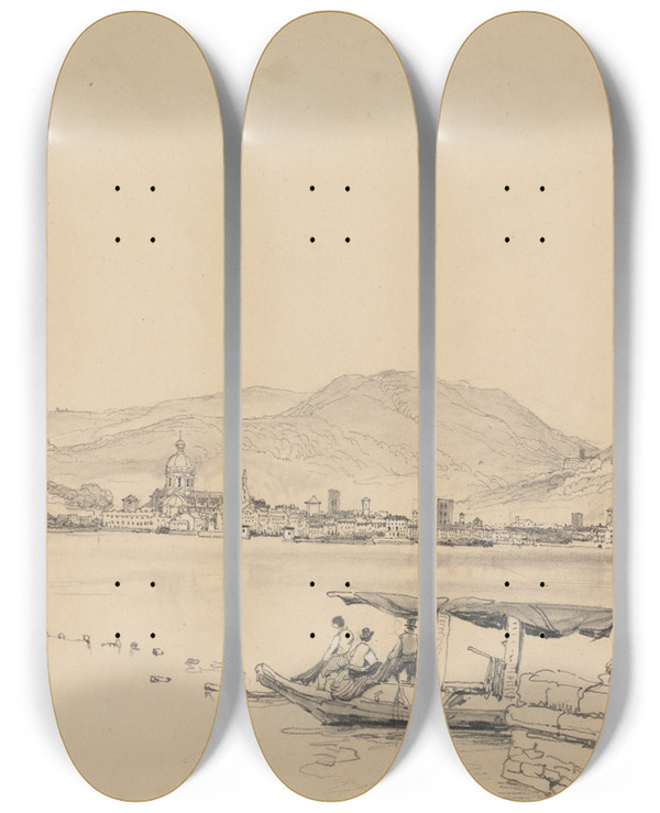 Triptych art skateboard deck of Samuel Prout Como by Samuel Prout (1783-1852)