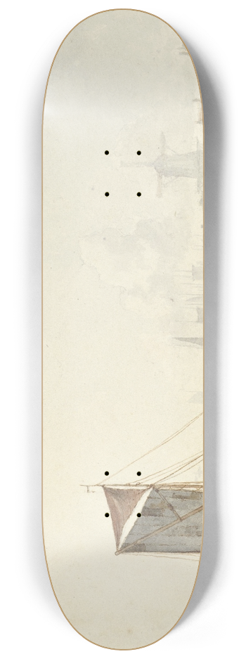 Hendrik Gerrit ten Cate - Schepen op een rivier, bij de oever 8.25 inch art skate deck