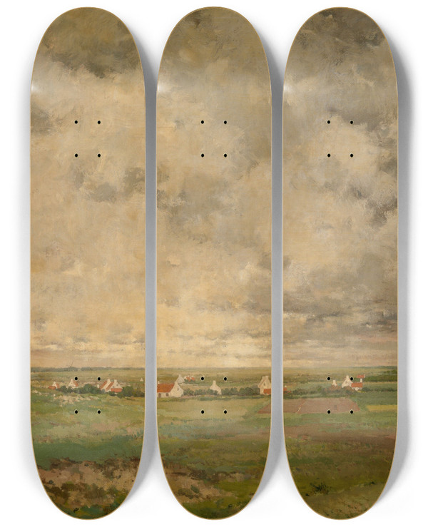 Triptych art skateboard deck of Paul Mathieu Het Zoute by Paul Mathieu (1872-1932)