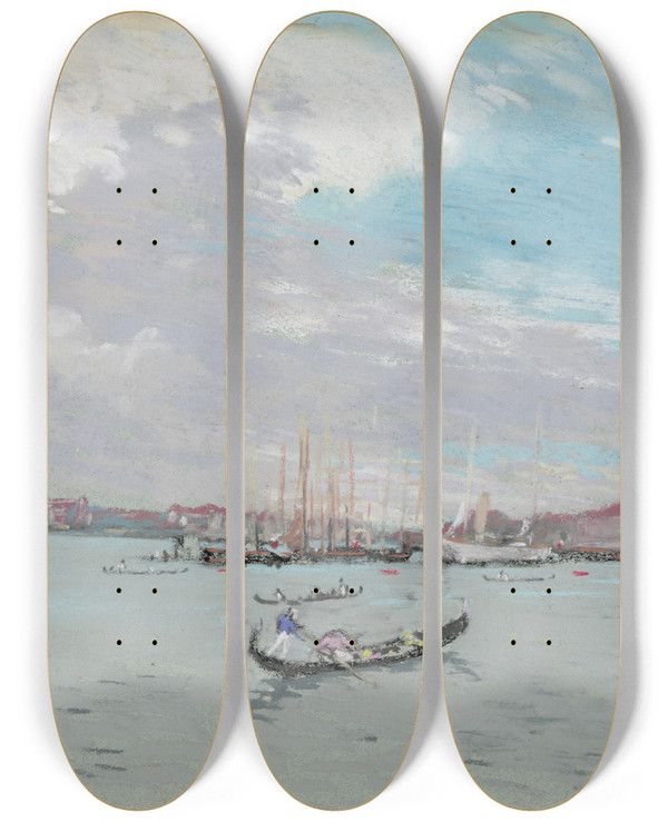 Triptych art skateboard deck of Joseph Pennell Outside Venice by Joseph Pennell (1857-1926)